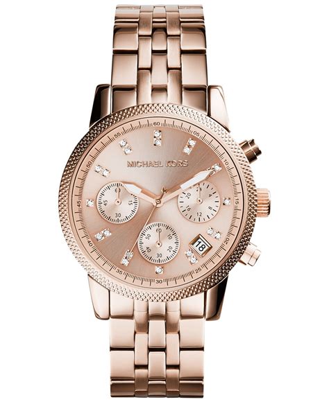 michael kors ritz chronograph rose gold-tone stainless steel watch|ritz rose gold tone watch.